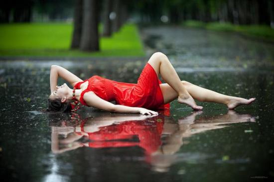 Woman in red