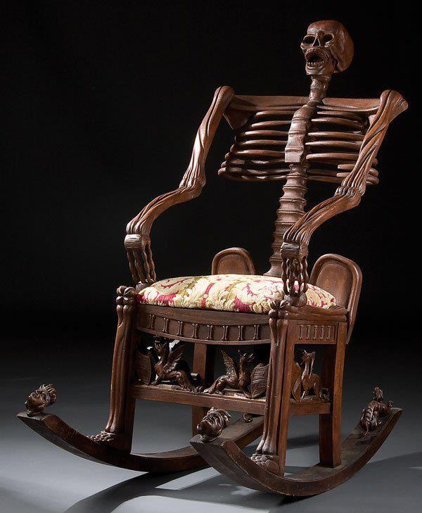 Skeleton rocking chair. Carved wood Russia, 19th century