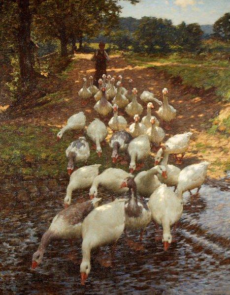 Henry Herbert La Thangue - "The water splash" 1900