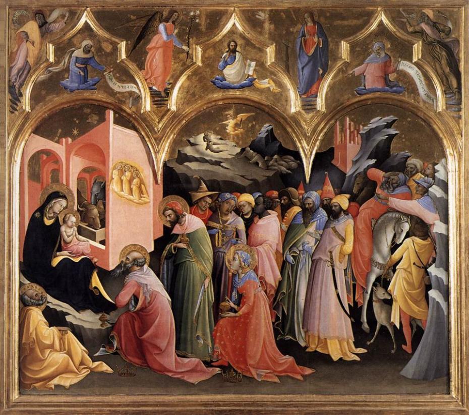 Lorenzo Monaco, al secolo Piero di Giovanni (Firenze, 1370 circa – Firenze, 1425 circa),, "Adorazione dei Magi", 1420-1422 Tempera su tavola, 115×183 cm Galleri...