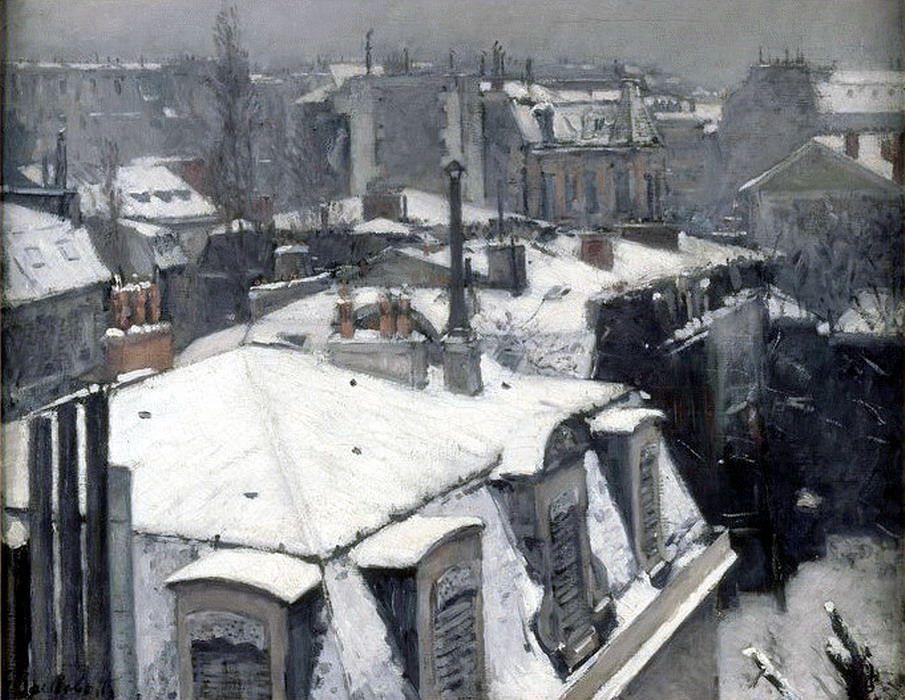 Caillebotte, Veduta di tetti (effetto neve), 1878