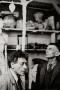 Alberto Giacometti with Samuel Beckett and tree for “Waiting for Godot”, 1961 (by Georges Pierre)